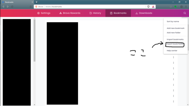 Brave Browserからブックマークをエクスポートする手順